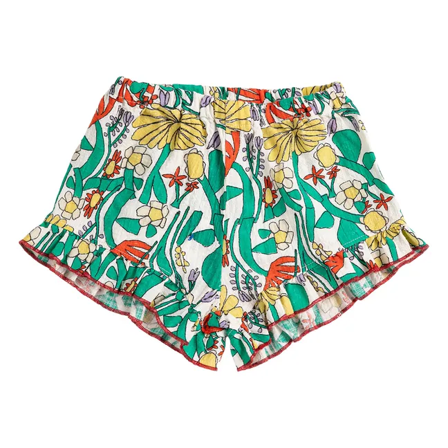 Organic Cotton Floral Ruffle Baby Shorts | Ecru