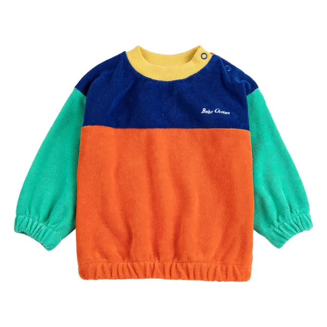 Sudadera Colorblock de algodón orgánico para bebé | Naranja