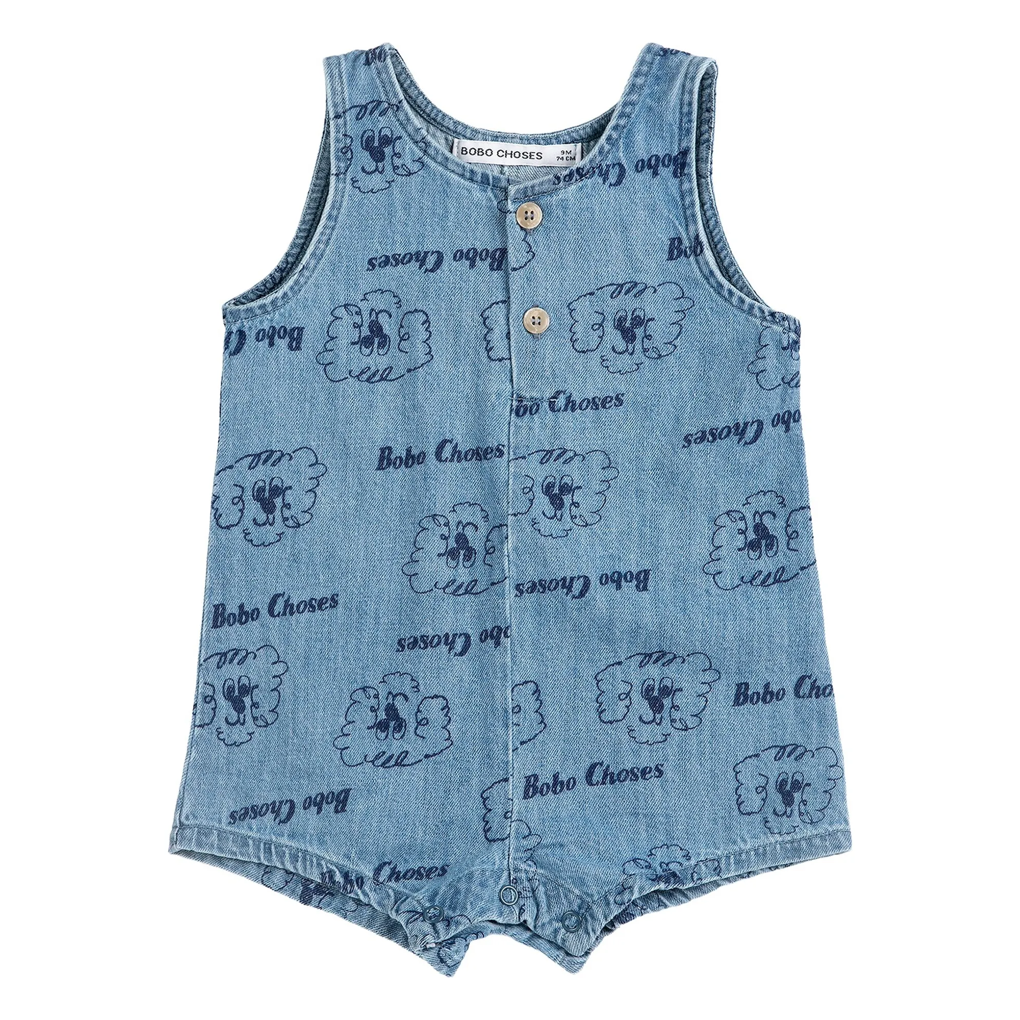 Bobo Choses Blue Combishort Dogs Organic Cotton