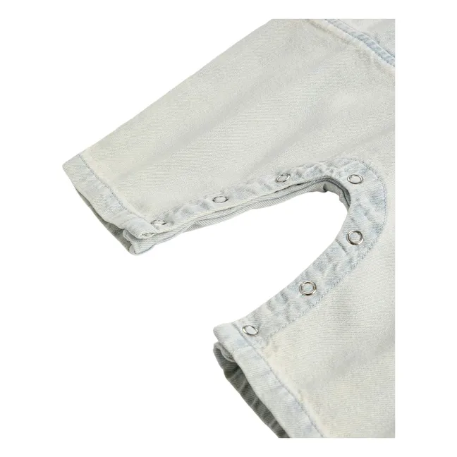 Organic Cotton Washed Denim Jumpsuit | Light Blue