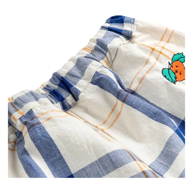 Organic Cotton Tartan Trousers | Ecru