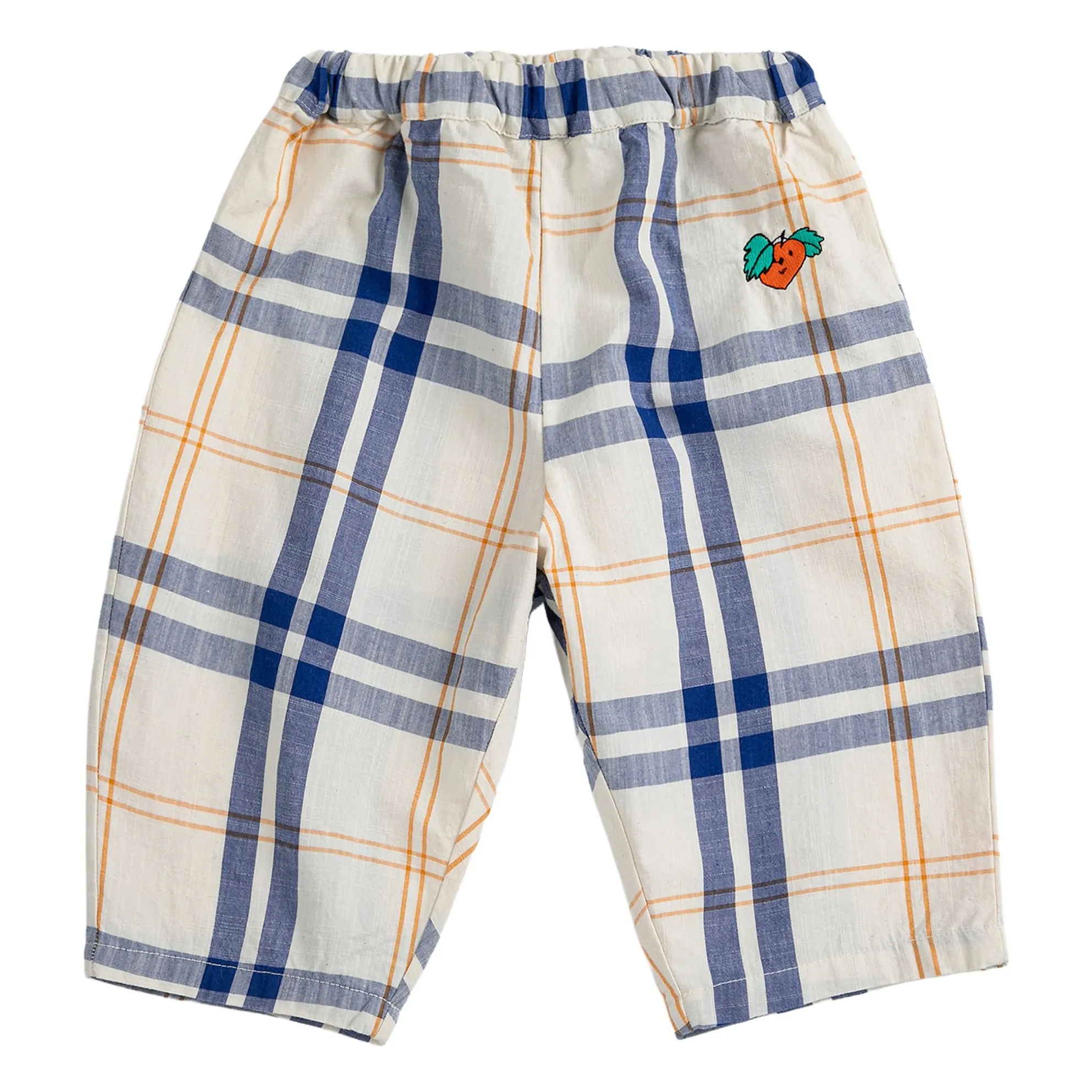 Bobo Choses Ecru Organic Cotton Tartan Trousers