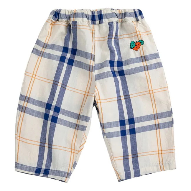Organic Cotton Tartan Trousers | Ecru