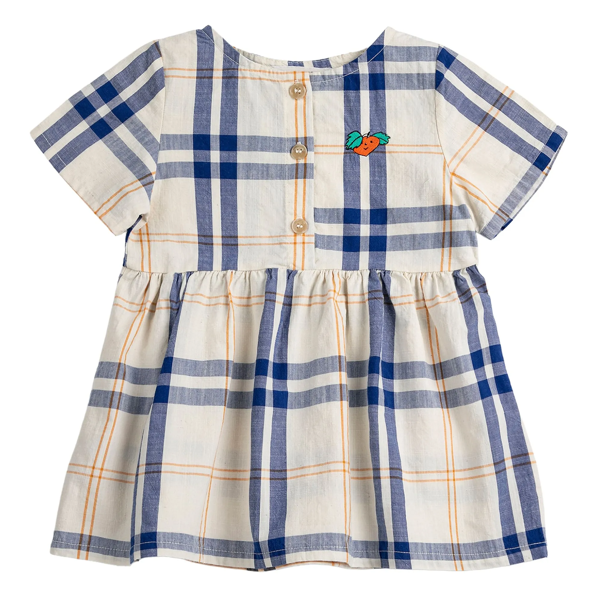 Bobo Choses Ecru Tartan Organic Cotton Baby Dress