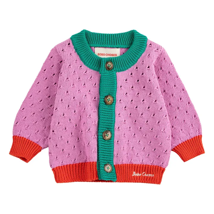 Cardigan Ajouré Colorblock Coton Bio | Violet- Image produit n°0