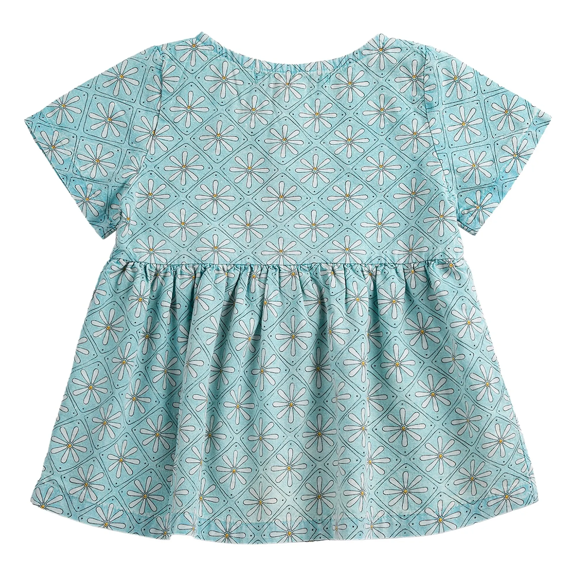 Robe Marguerites Coton Bio Bébé | Bleu Clair- Image produit n°4