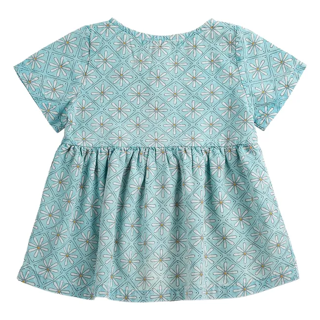 Robe Marguerites Coton Bio Bébé | Bleu Clair