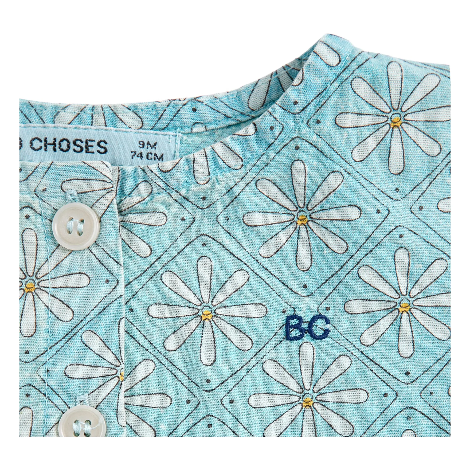 Robe Marguerites Coton Bio Bébé | Bleu Clair- Image produit n°3