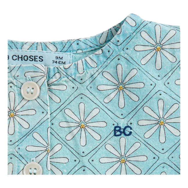 Robe Marguerites Coton Bio Bébé | Bleu Clair