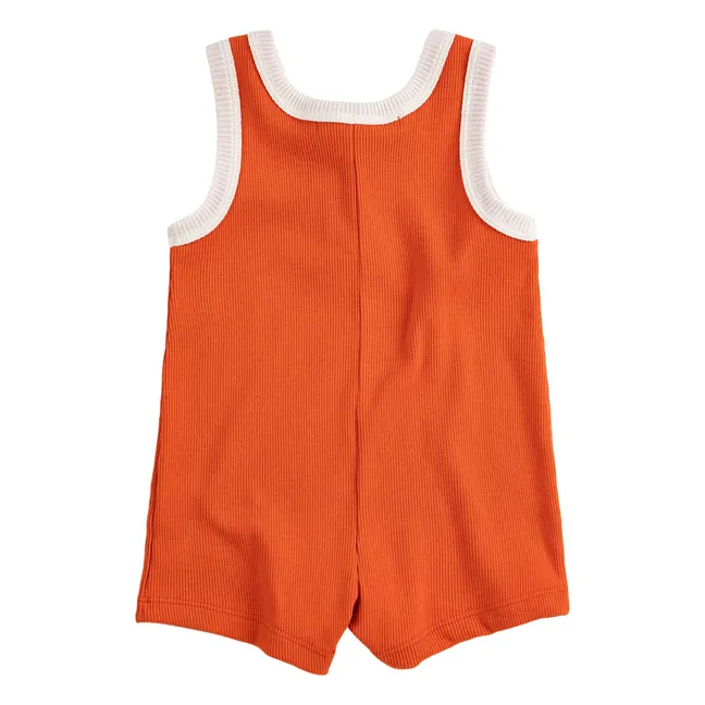 Combishort Côtelée Oiseau Coton Bio | Orange