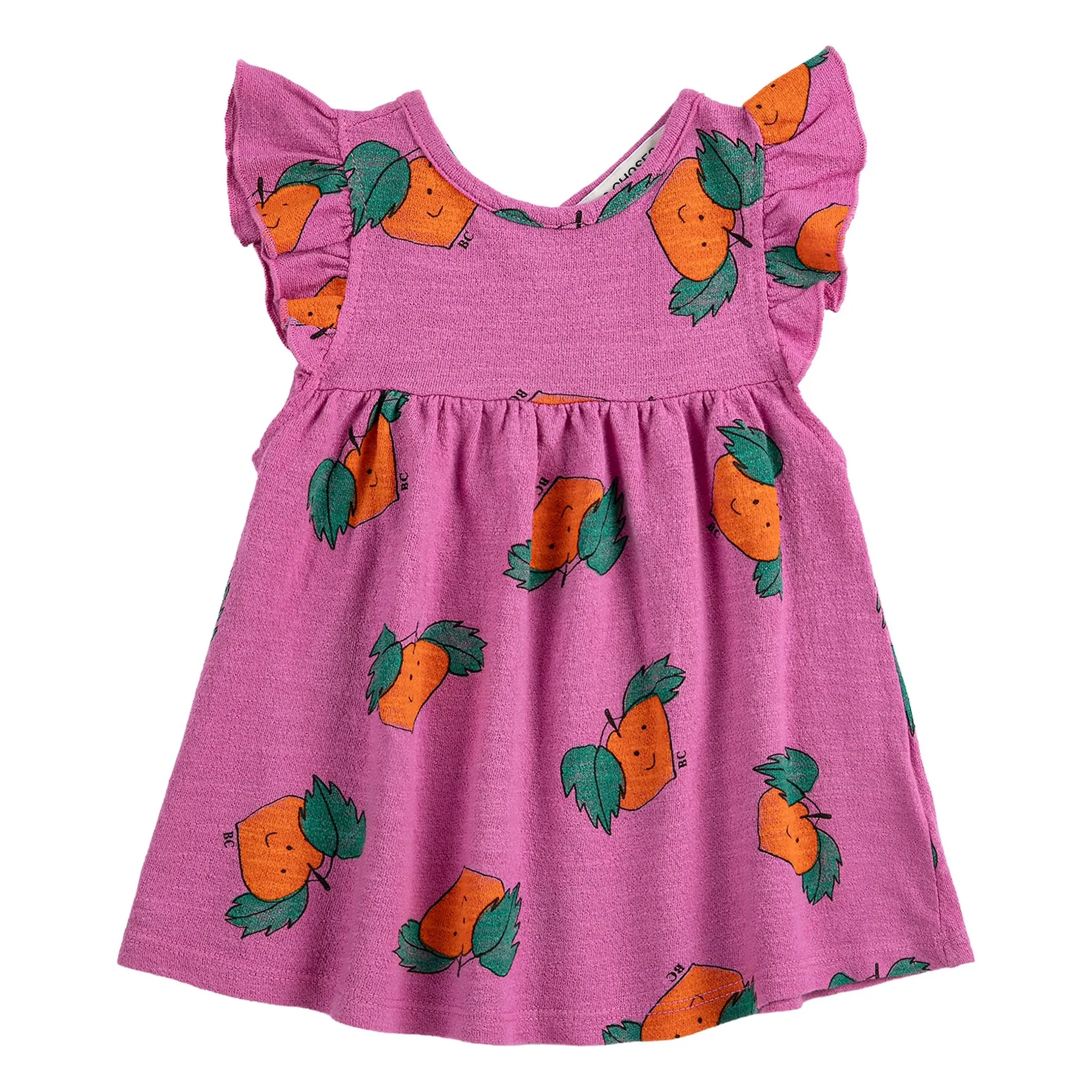 Bobo Choses Purple Orange Ruffled Dress Organic Cotton Baby