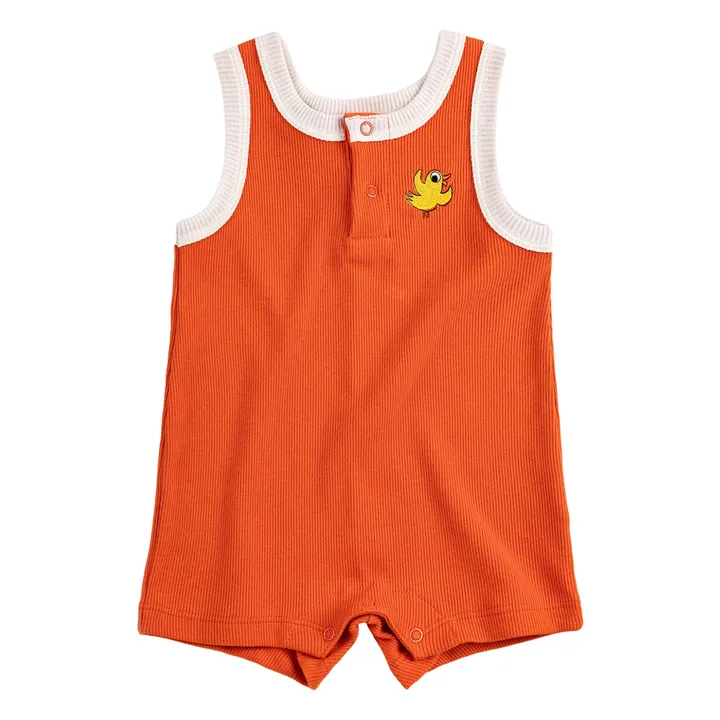 Pelele de punto de pájaro de algodón orgánico | Naranja- Imagen del producto n°0