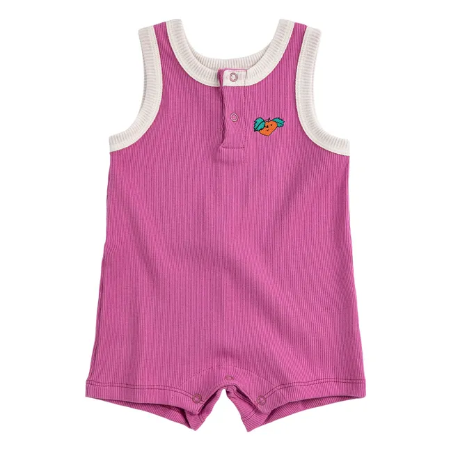 Combishort Côtelée Orange Coton BIo | Violet