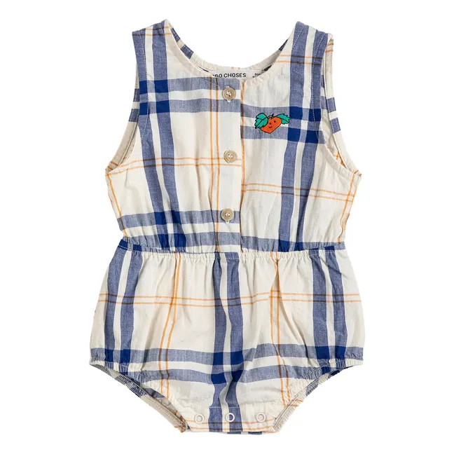 Pagliaccetto in cotone organico tartan | Ecru