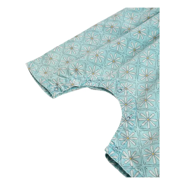 Combinaison Marguerites Coton Bio | Bleu Clair
