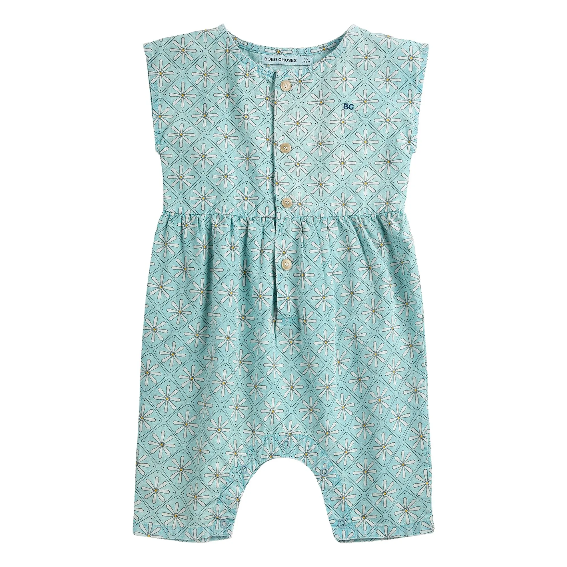 Bobo Choses Light Blue Organic Cotton Daisy Jumpsuit
