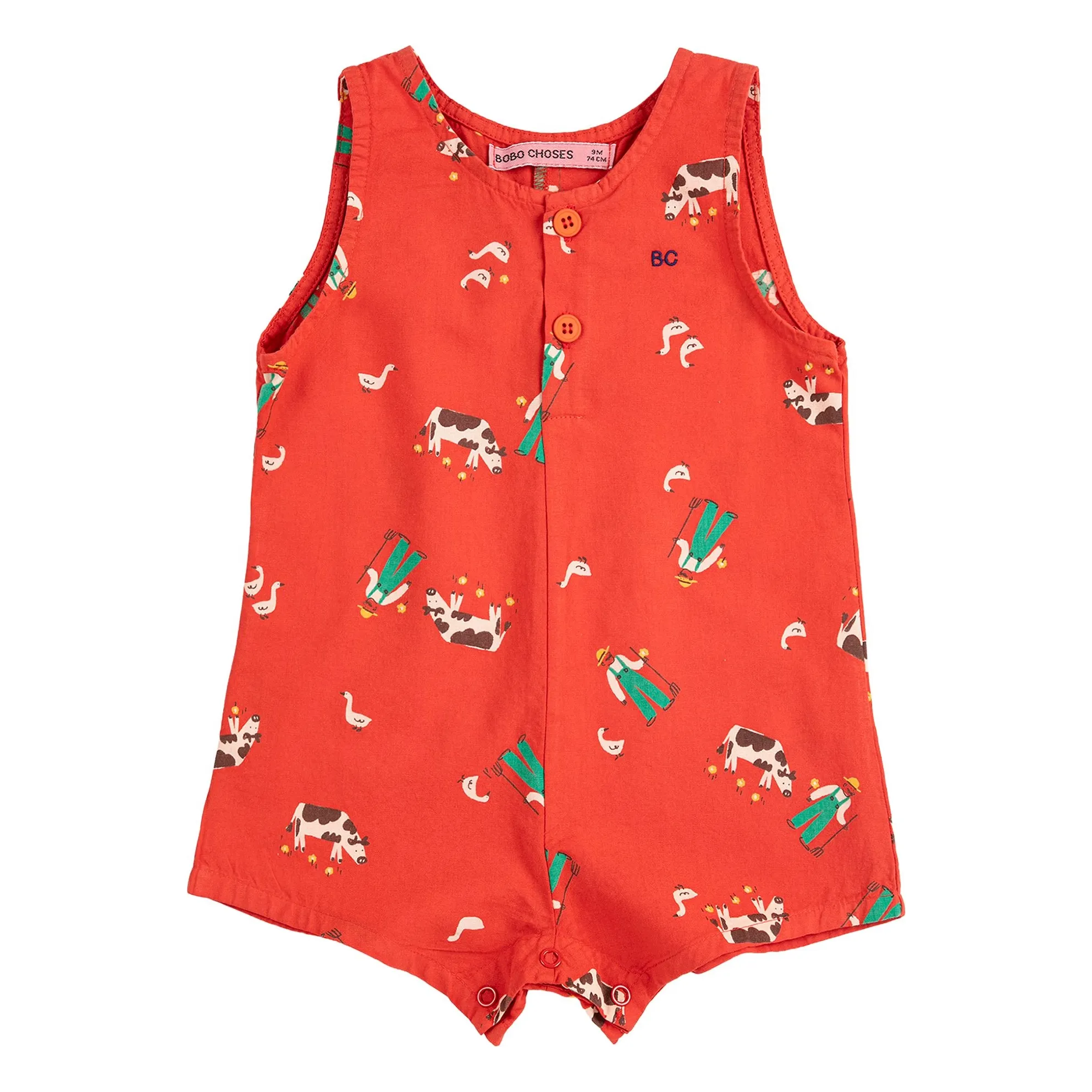 Bobo Choses Red Combishort Farm Organic Cotton