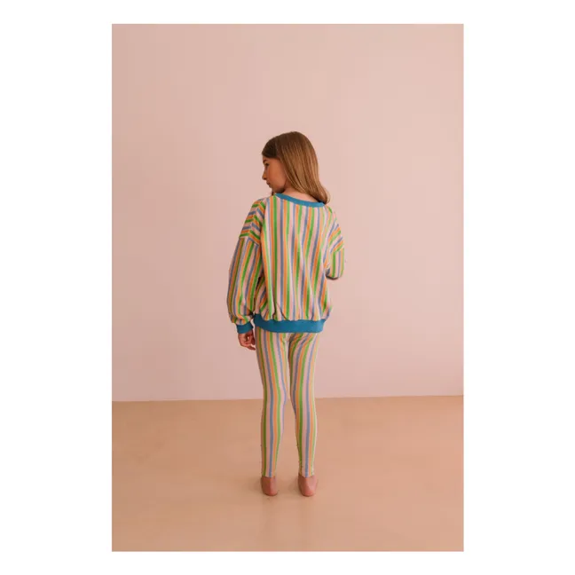 Legging Nour Rayé Coton Bio | Rose pâle
