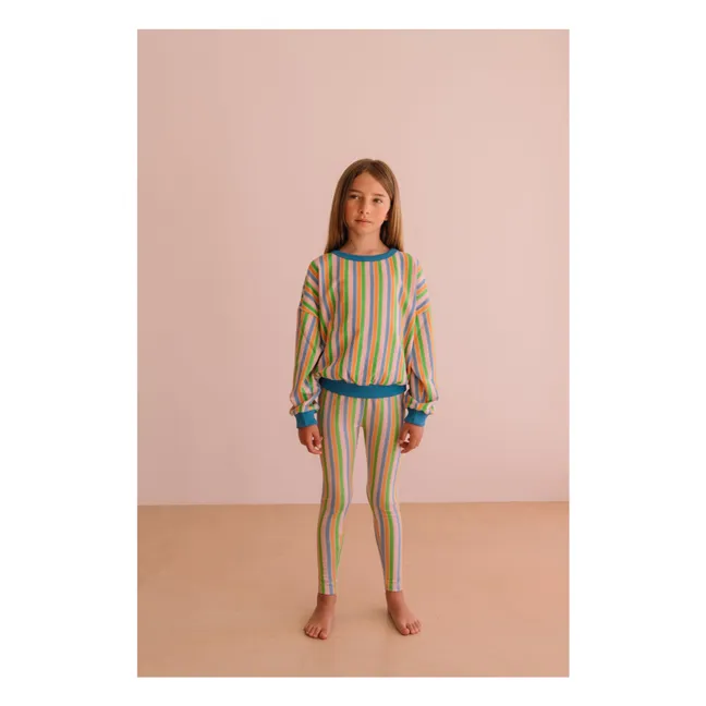 Legging Nour Rayé Coton Bio | Rose pâle