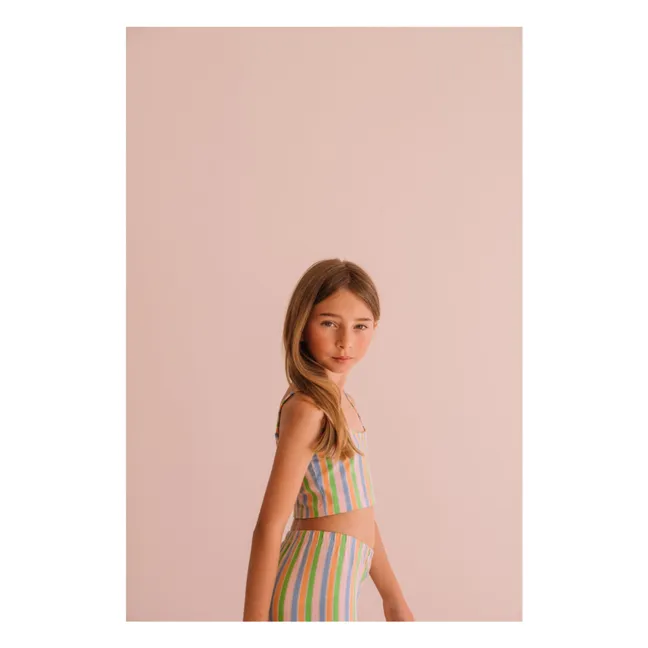 Legging Nour Rayé Coton Bio | Rose pâle