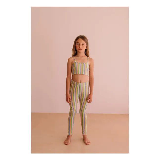 Legging Nour Rayé Coton Bio | Rose pâle