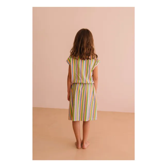 Vestido de algodón orgánico a rayas Suzy | Rosa Pálido