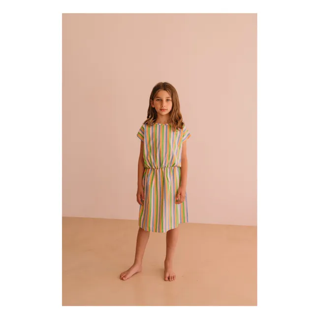 Vestido de algodón orgánico a rayas Suzy | Rosa Pálido