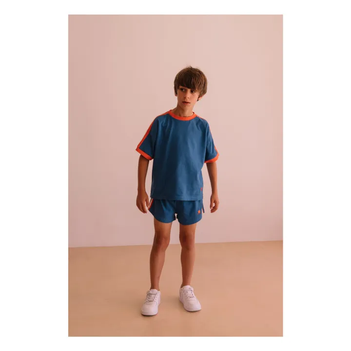 Camiseta Taylor de algodón orgánico contrastado | Azul- Imagen del producto n°1