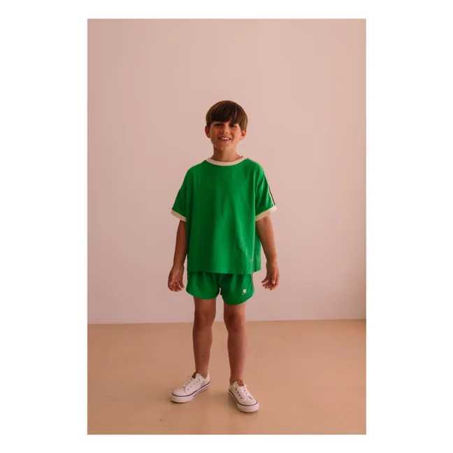 Camiseta Taylor de algodón orgánico contrastado | Verde Prado