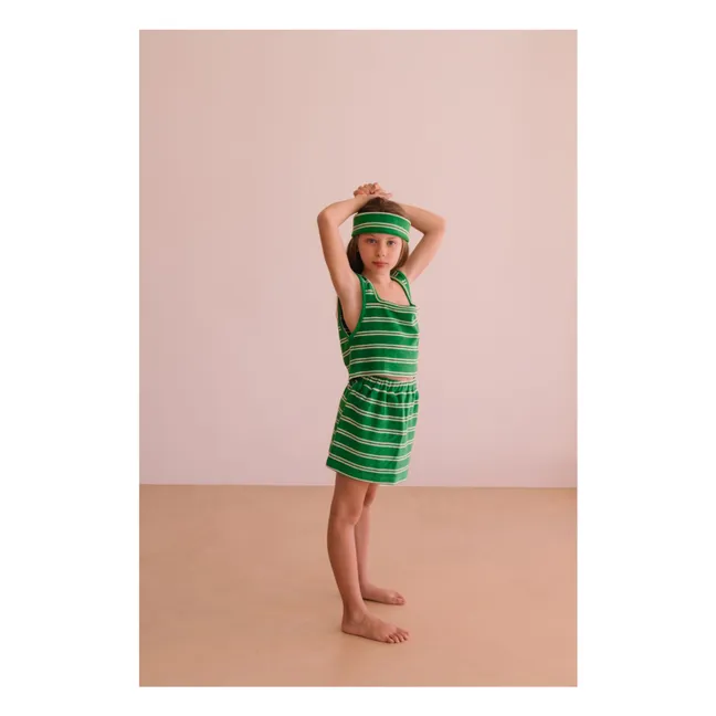 Striped organic cotton terry Marta skirt | Green