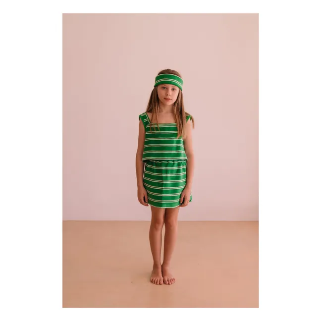 Jupe Marta Rayée Eponge Coton Bio | Vert