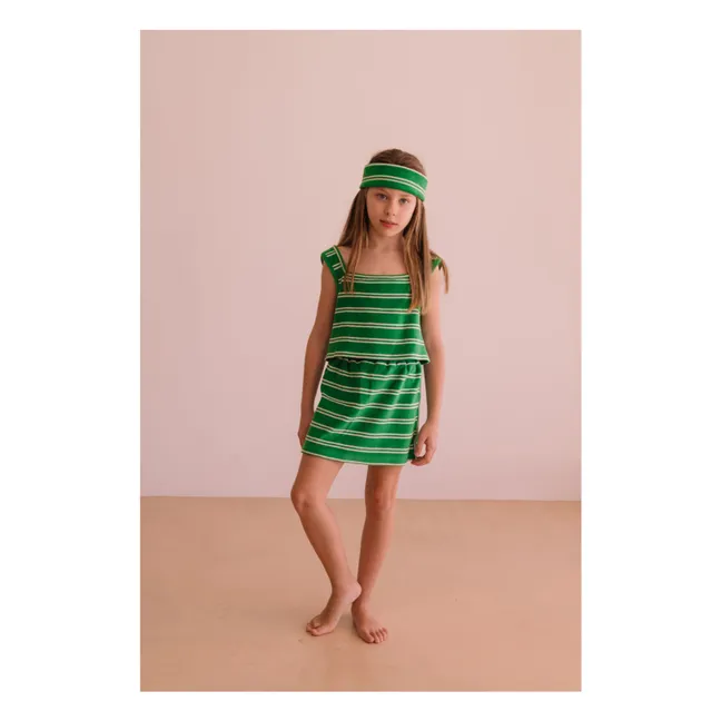 Striped organic cotton terry Marta skirt | Green