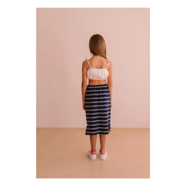 Mandy Organic Cotton Embroidered Crop Top | White