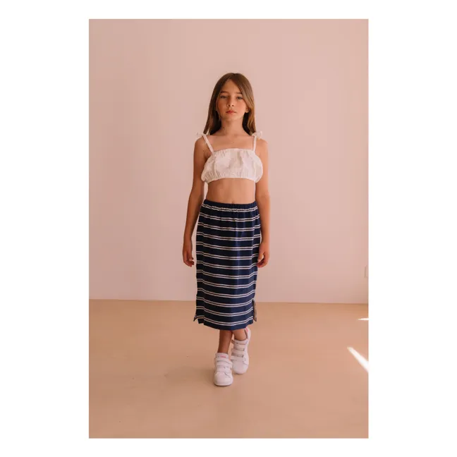 Besticktes Crop Top Mandy Bio-Baumwolle | Weiß
