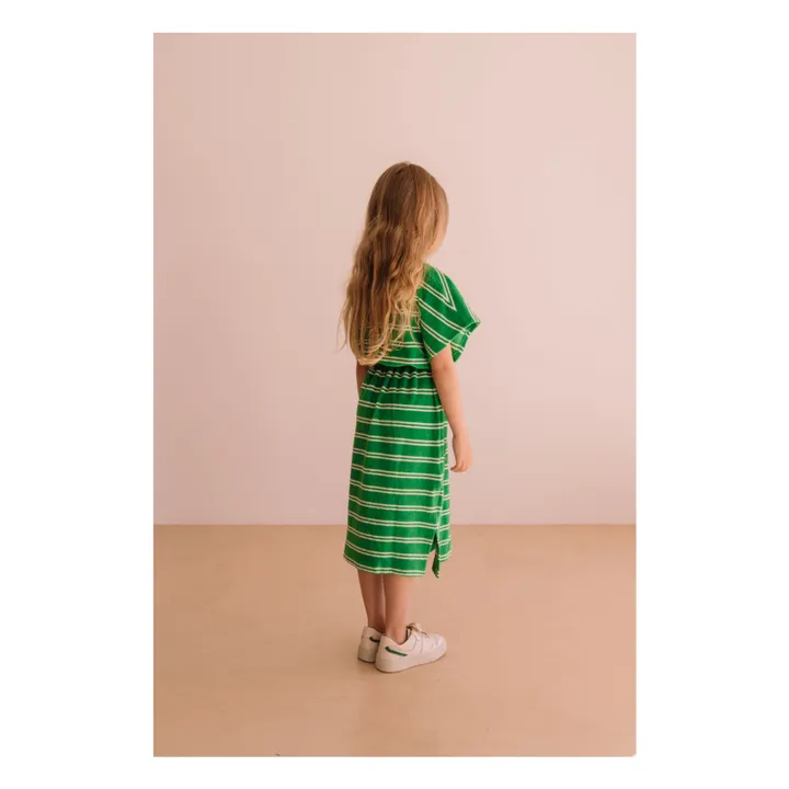 Vestido de rizo de algodón orgánico a rayas April | Verde- Imagen del producto n°4