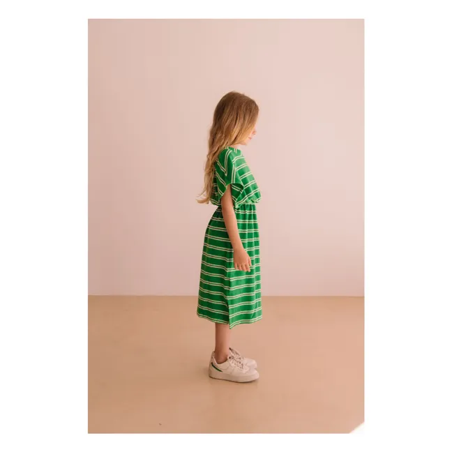 April Striped Organic Cotton Terry Dress | Green