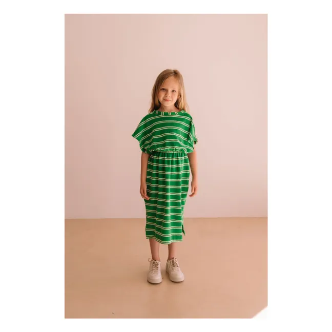 April Striped Organic Cotton Terry Dress | Green