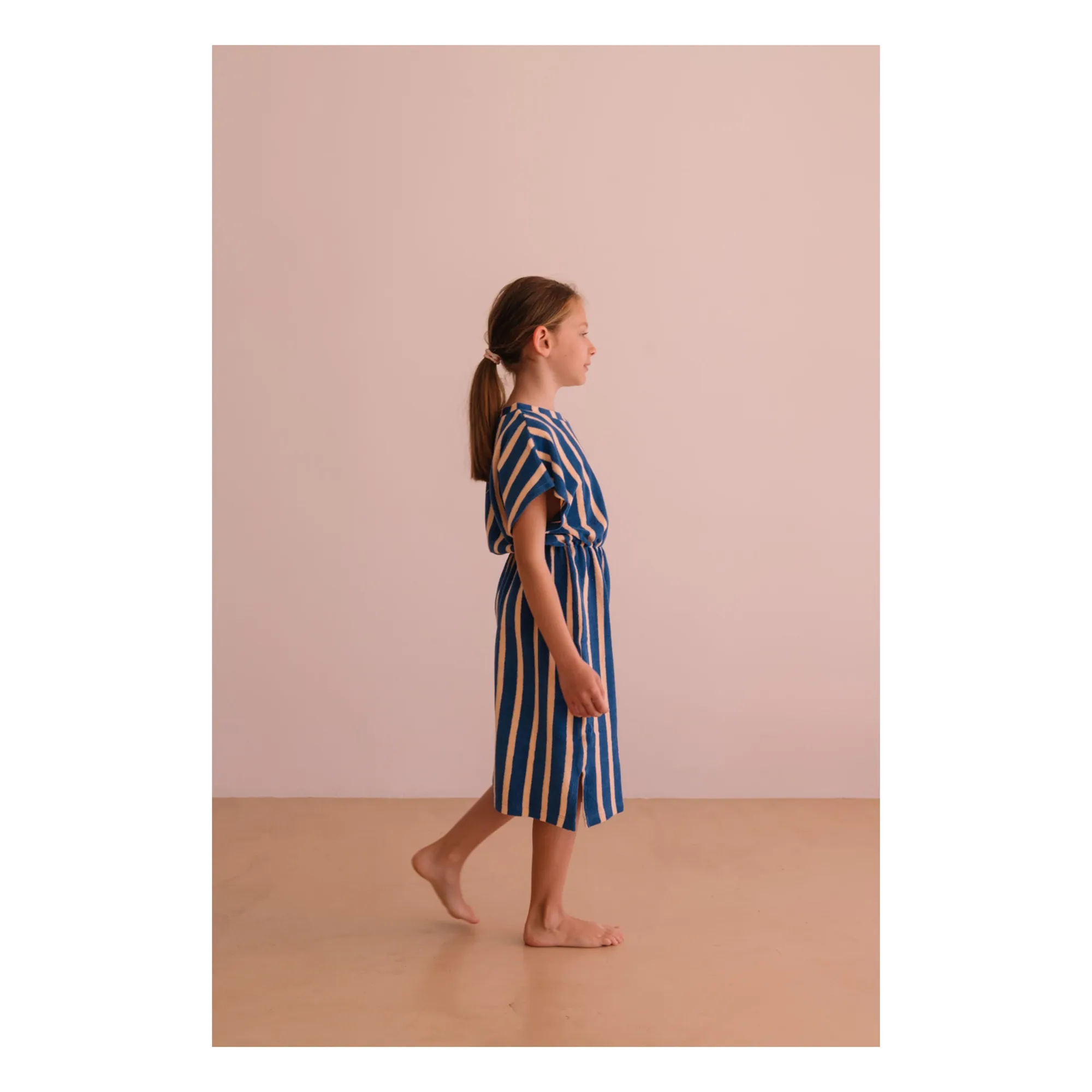 Robe April Rayée Eponge Coton Bio | Bleu- Image produit n°2