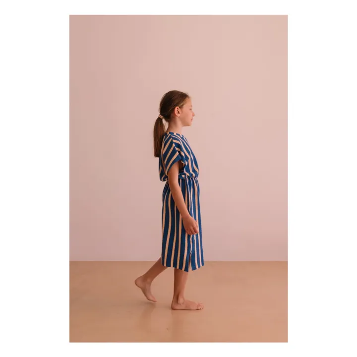 Vestido de rizo de algodón orgánico a rayas April | Azul- Imagen del producto n°2