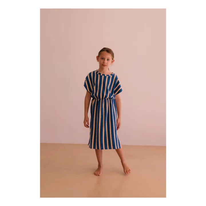 Vestido de rizo de algodón orgánico a rayas April | Azul- Imagen del producto n°1