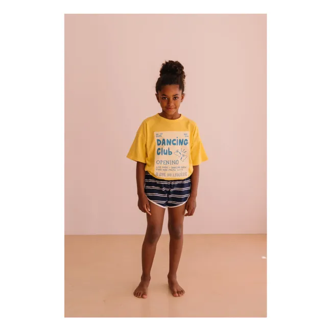 Short Juju Rayé Eponge Coton Bio | Bleu marine