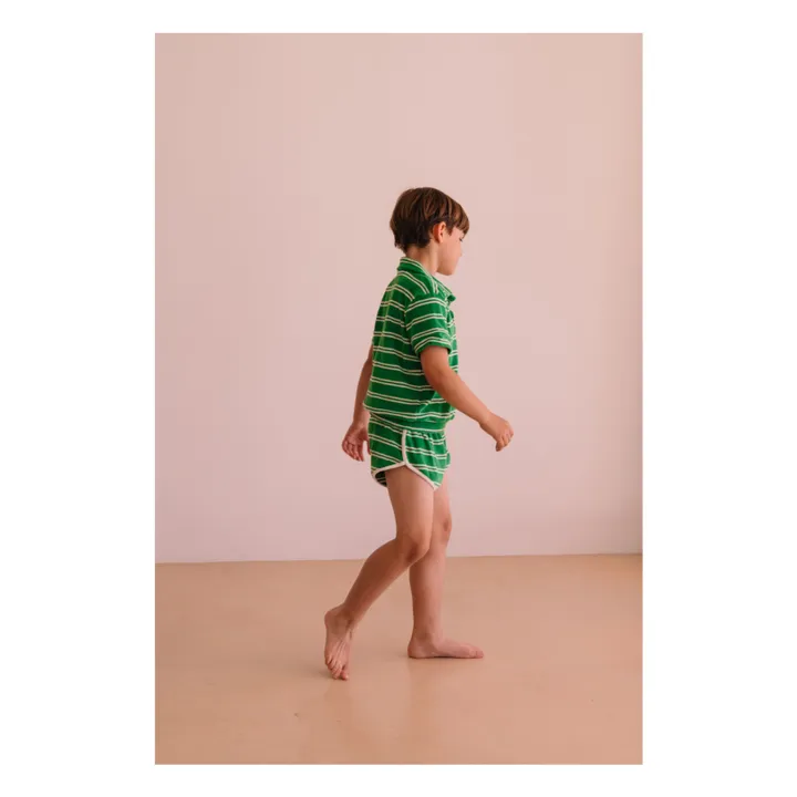 Pantalones cortos Juju de algodón orgánico a rayas | Verde- Imagen del producto n°2