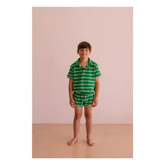 Pantalones cortos Juju de algodón orgánico a rayas | Verde