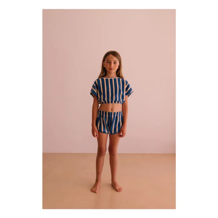Pantalones cortos Juju de algodón orgánico a rayas | Azul- Imagen del producto n°1