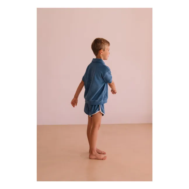 Pantalones cortos de rizo de algodón ecológico Juju | Azul