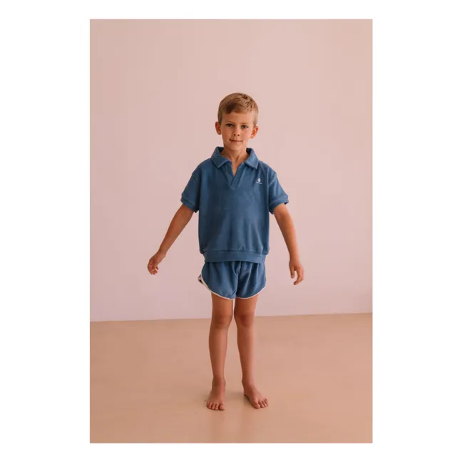 Pantalones cortos de rizo de algodón ecológico Juju | Azul