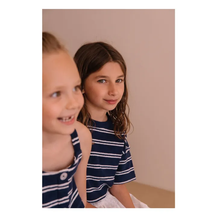 Jordan Striped Organic Cotton T-Shirt | Navy blue- Product image n°1