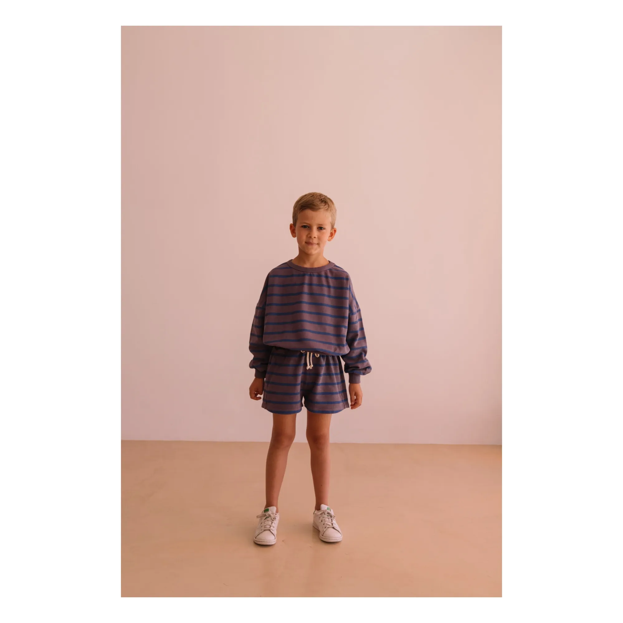 Short Marlow Rayé Coton Bio | Violet- Image produit n°1