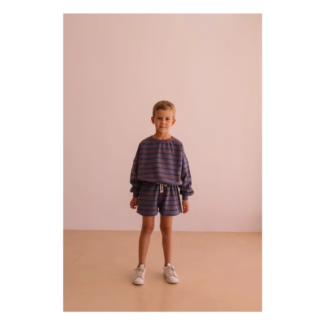 Marlow Striped Organic Cotton Shorts | Purple