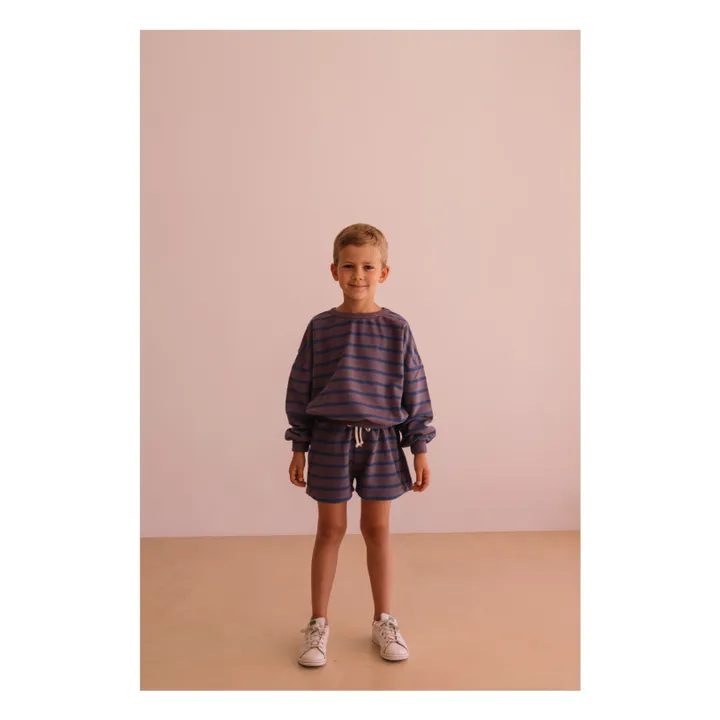 Tony striped organic cotton sweatshirt | Purple- Product image n°1